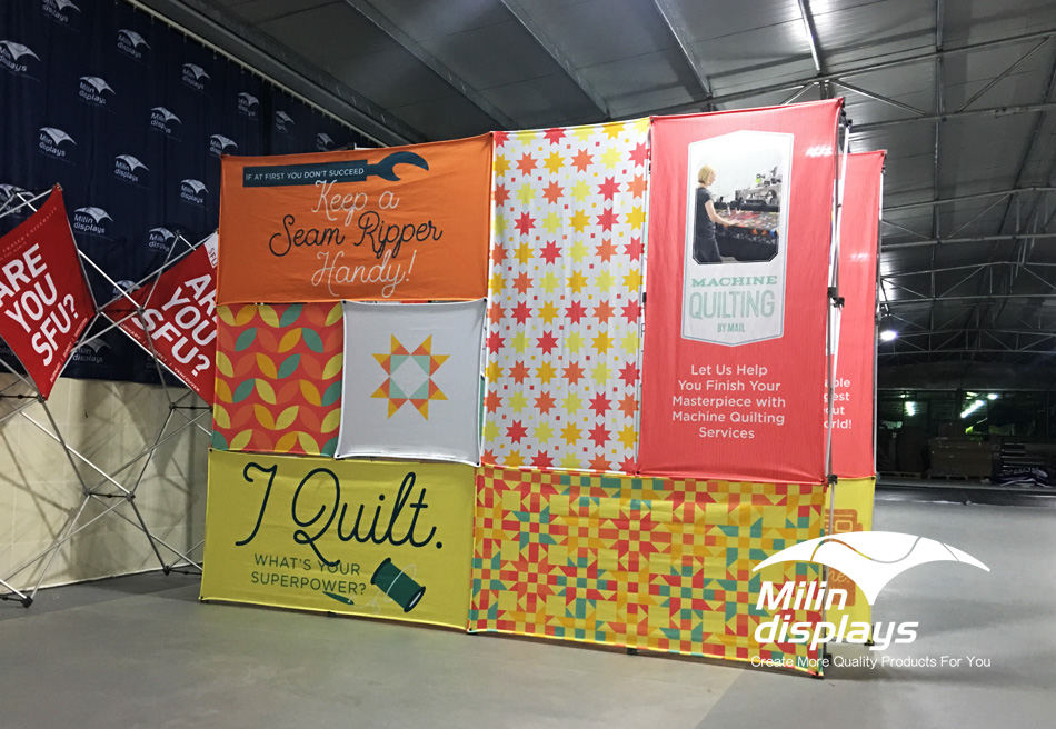 3D Snap Floor Display; Tension Fabric Displays; Trade Show Displays/Backdrops; backdrop stand.